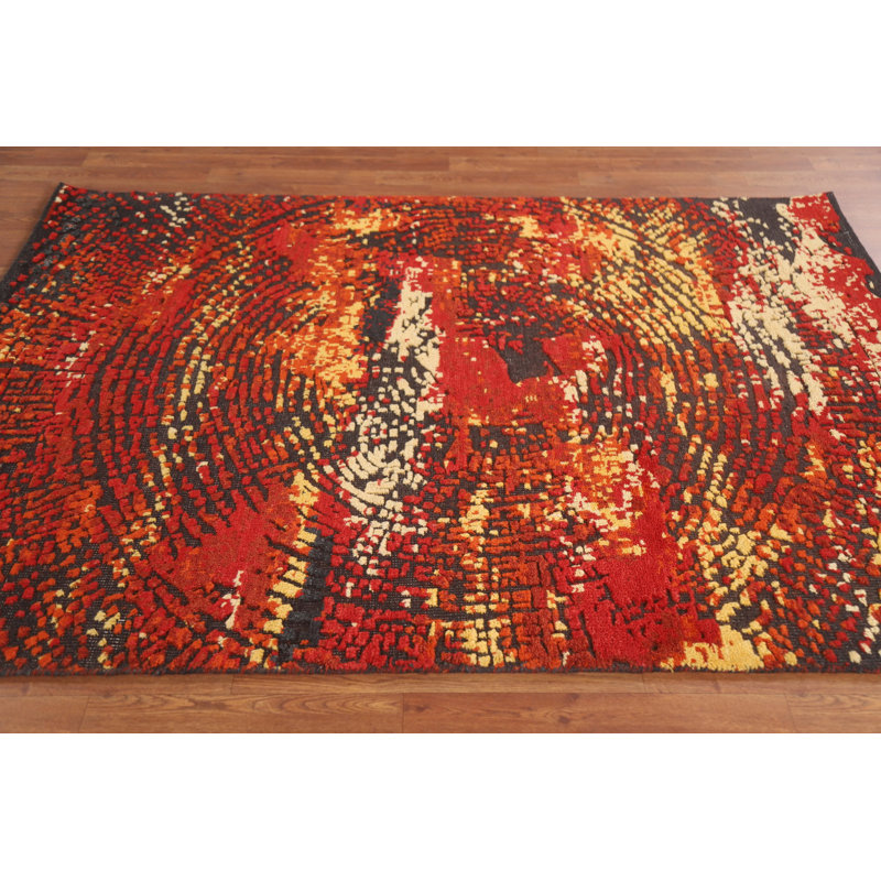 Colourful Abstract Oriental Area Rug 5x7