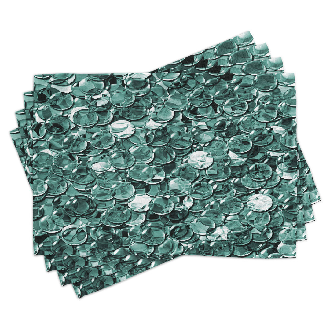 Platzdeckchen 4er-Set, Kugelformen einfarbig, Teal