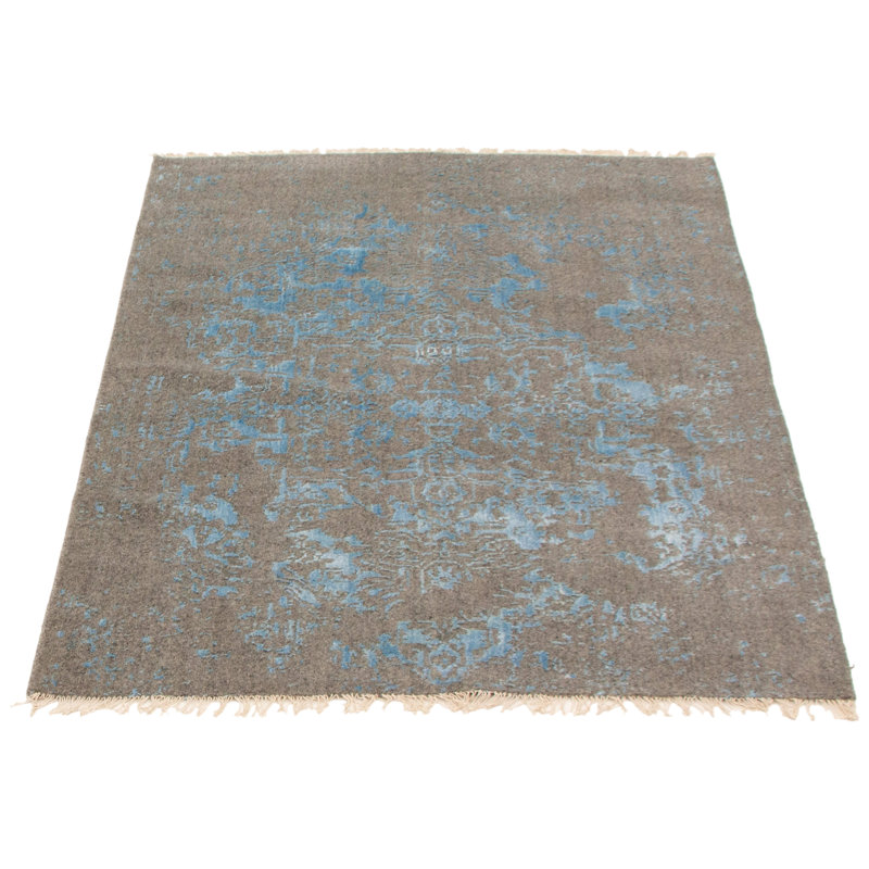 Tapis gris noué à la main Solemi