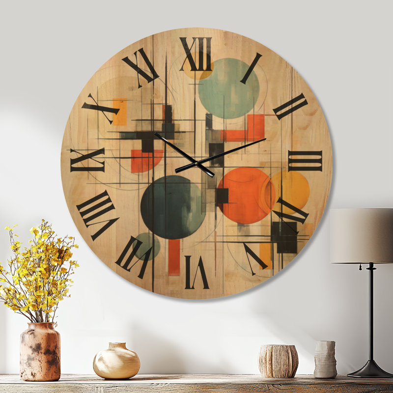 Horloge murale moderne en bois Mid-Century, Surdimensionné