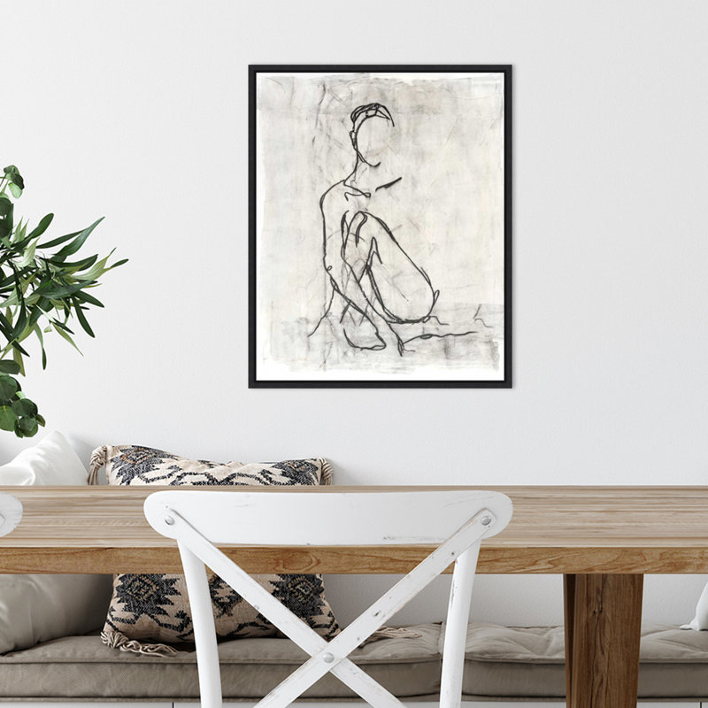 «Ezera Embellished Nude Contour S Croquis II» par Ethan Harper, peinture sur toile, H 20 po x l 16 po x P 2 po