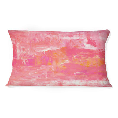 Art abstrait orange et rose, champs de couleurs - coussin imprimé moderne