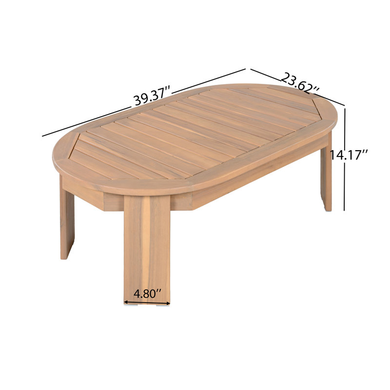 Ensemble de conversation Burlow Mid-Century moderne en bois d'acacia avec coussins hydrofuges