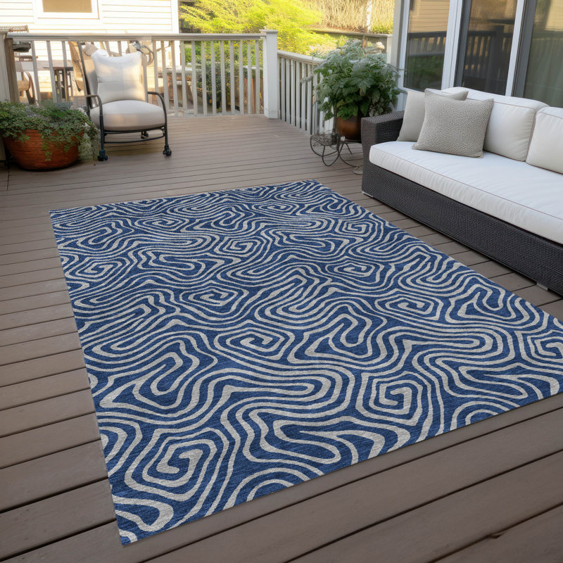 Tapis intérieur / extérieur bleu Zena , 9 pi x 12 pi