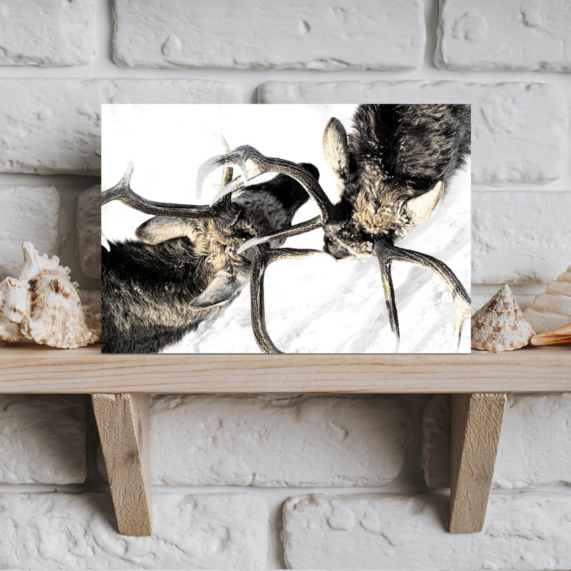 «Winter Deer», art mural contemporain abstrait, H 18 po x l 12 po
