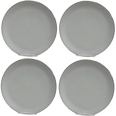 Ensemble de 4 assiettes à dîner avec garniture platine Victoria