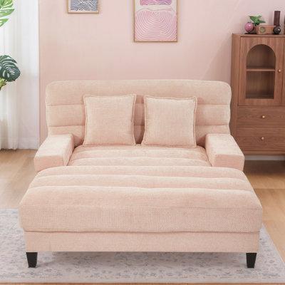 Luxury 57.1” Sofa Bed Chaise Lounge With Smart LED Lighting, Plush Chenille Fabric, And Adjustable Reclining Design