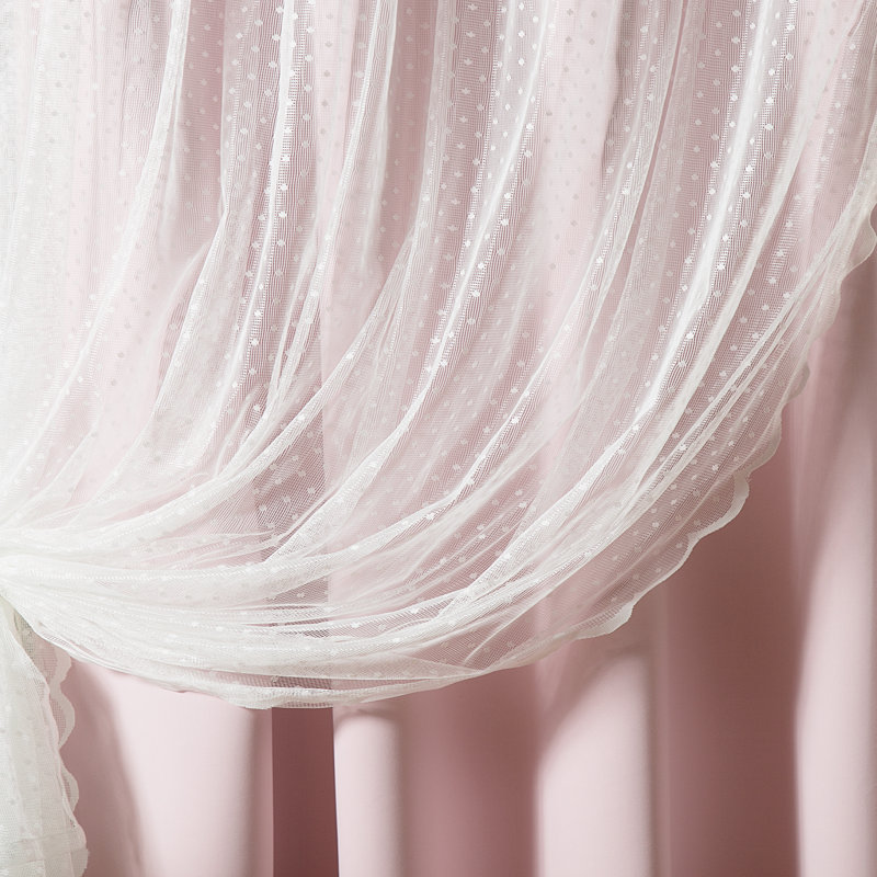 Tulle Polyester Room Darkening Curtain Panels, Light Pink, 52" W x 84" L