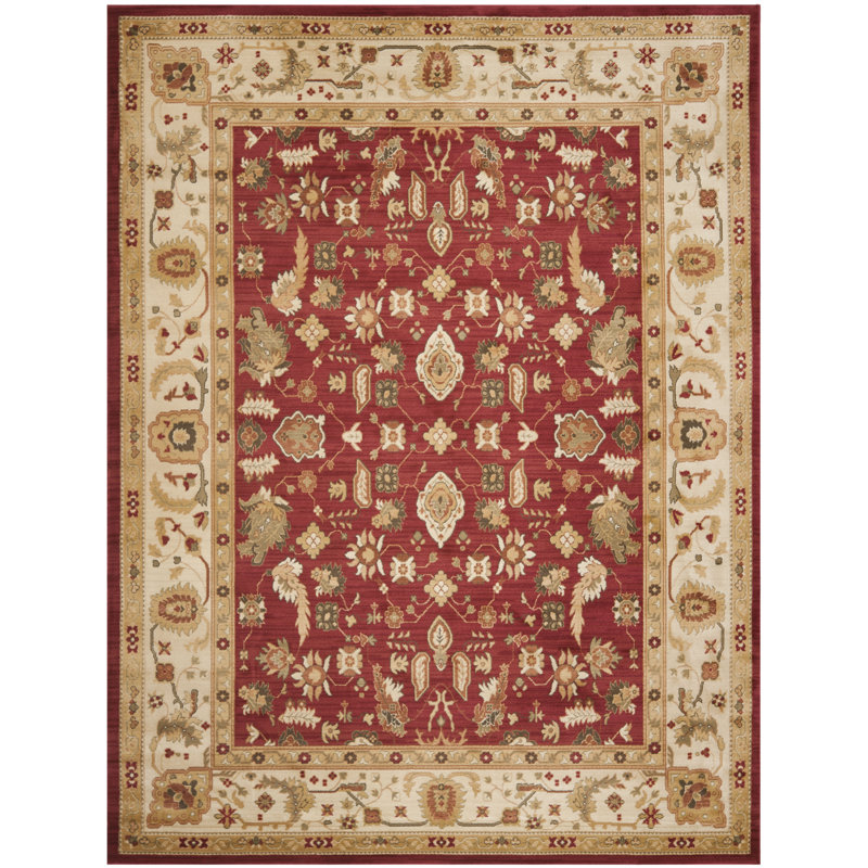 Tapis rouge / crème en polypropylène tissé à la machine Lauren Ralph Lauren Wakely, Rectangle 2 pi 6 po x 4 pi
