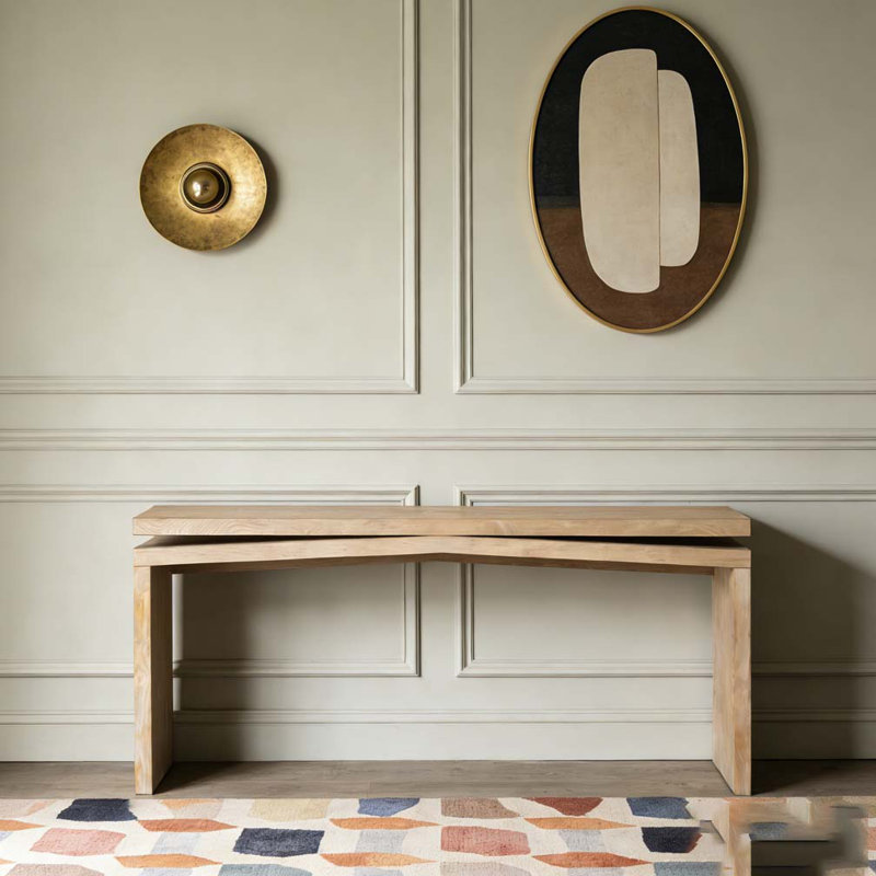 Console 65 pouces en placage de bois massif rustique, Bois naturel antique
