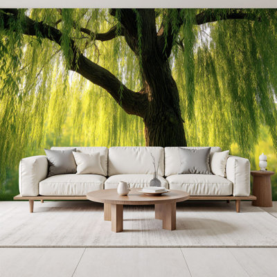 Peel and Stick Wallpaper weeping willow tree Wall Murals 69"H x 96"W Removable PVC Wall Paper Self-Adhesive Wall Paintings Art Decor for Bedroom Living Room