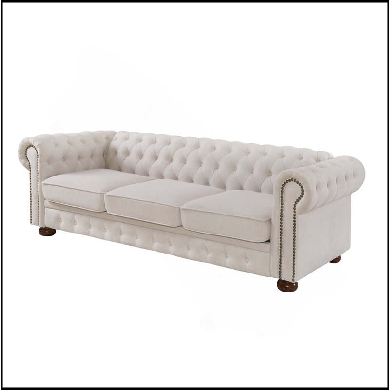 Canapé Chesterfield en tissu beige (beige), Beige