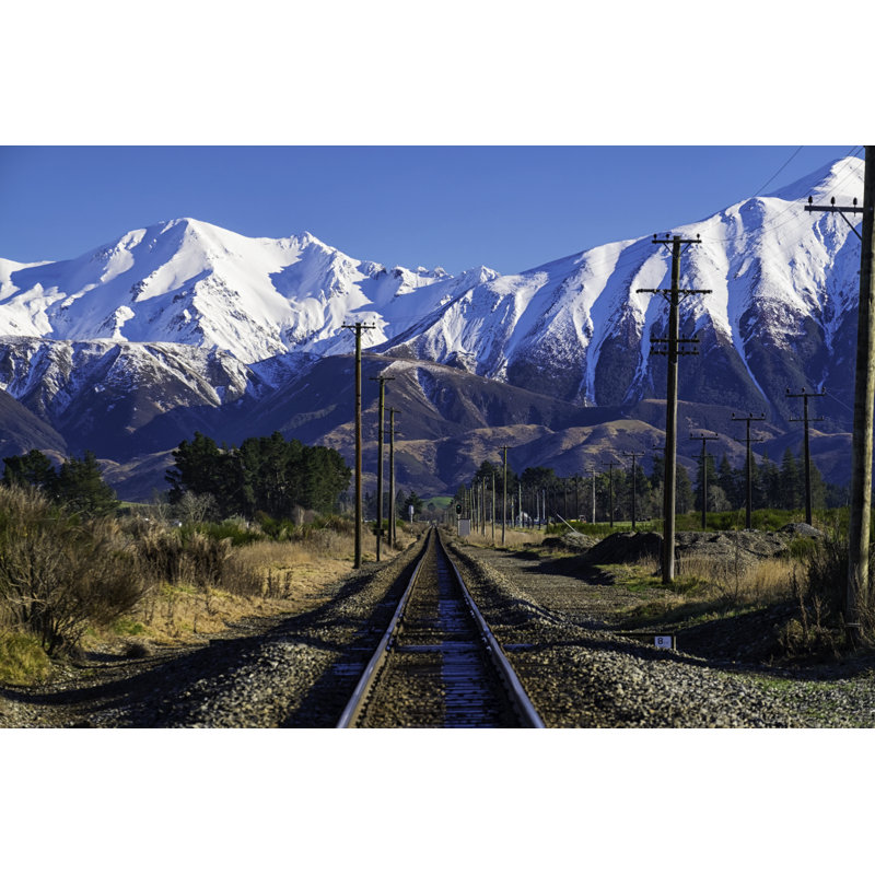 Railway To The Southern Alps by Simonbradfield - Wrapped Canvas Print, 30cm H x 46cm W