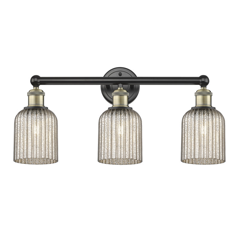 Edison Northgate 3 Light 23" Bath Vanity Light Shade, Black Antique Brass, Metallic Gray