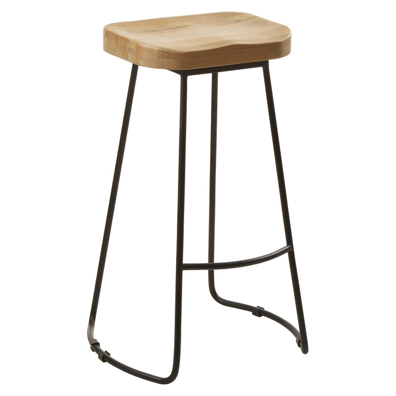 Levon Counter Stool with Metal Frame, Grey Oak