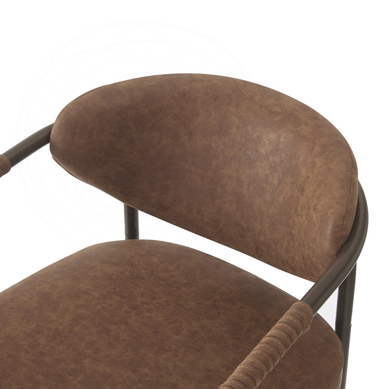 Ensemble de 2 chaises de salle à manger modernes avec similicuir et structure dorée, Brown Faux Leather/Coffee