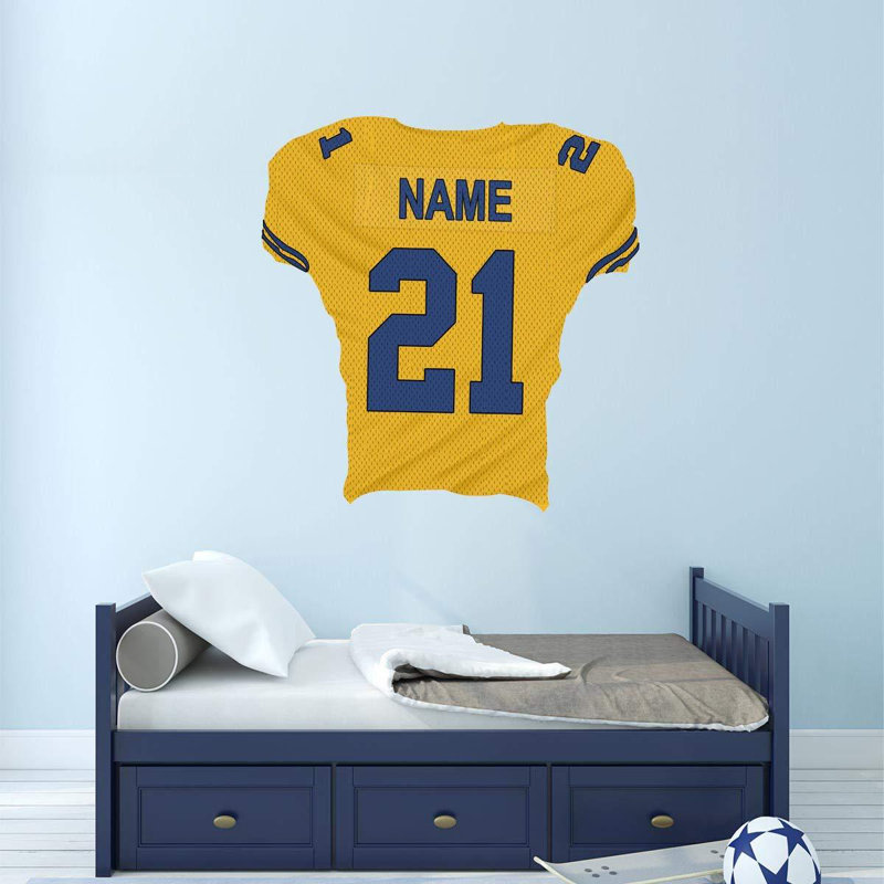 Décalcomanie murale nom et numéro personnalisé jersey, H 24 po x l 24 po, Jaune
