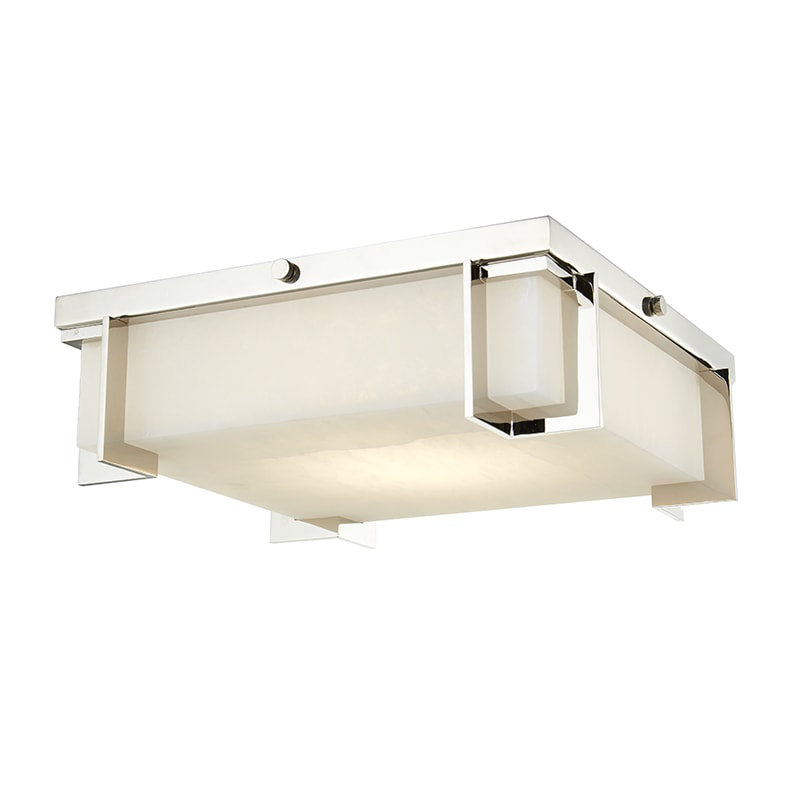 Plafonnier encastré 1 lumière DEL Delmar, Laiton vieilli, H 4,25 po x l 13 po x P 13 po