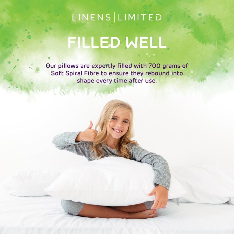 Linens Limited Soft Pillow, Made in the UK, Allergy Fresh, Soft and Firm with Orthopedic Support, Anti Allergy Hollowfibre, Machine Washable