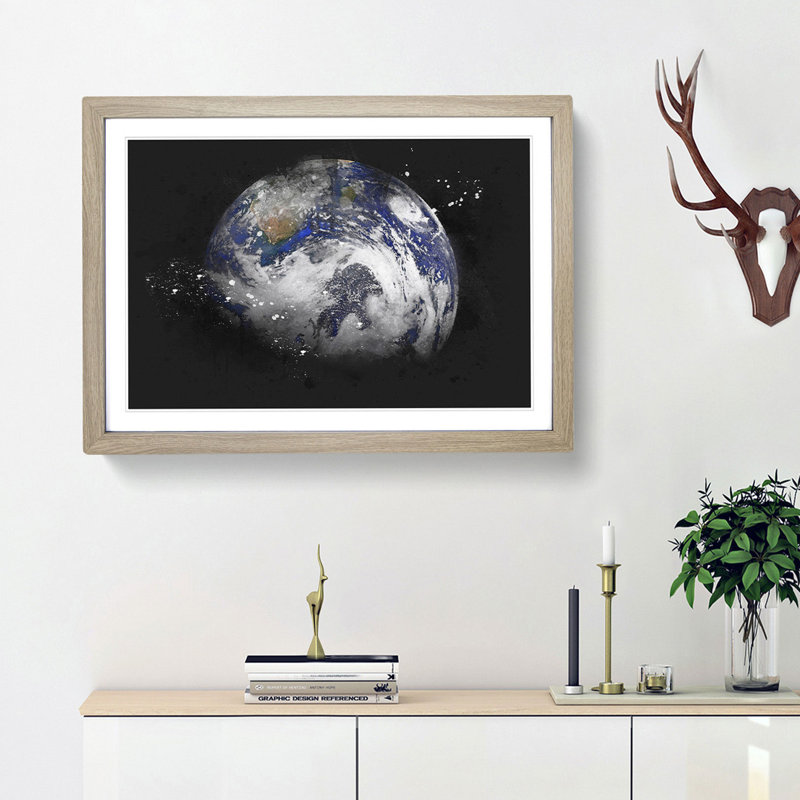 A Sky View of Earth - Picture Frame Graphic Art Print, Oak Framed, 60cm H x 91cm W x 2cm D