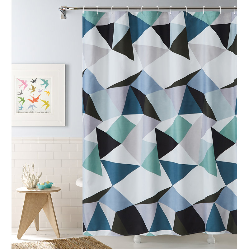 Velarde Geometric Shower Curtain with Hooks Included