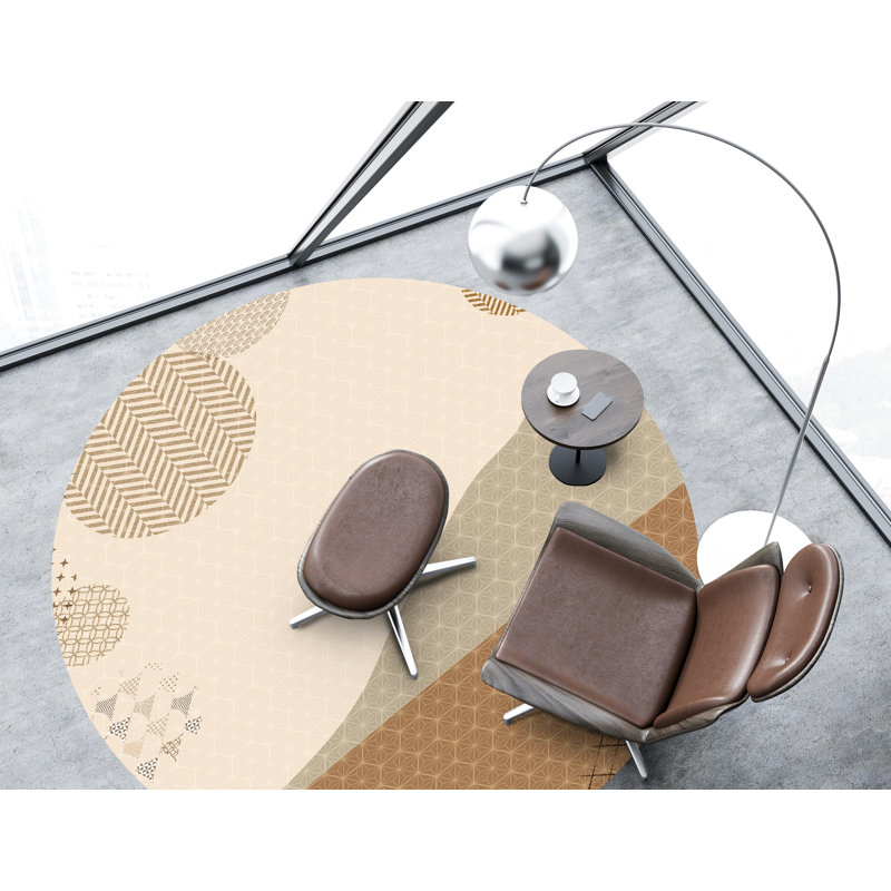 Demetricus Vinyl Machine Printed Area Rug, Round 4'11.1"