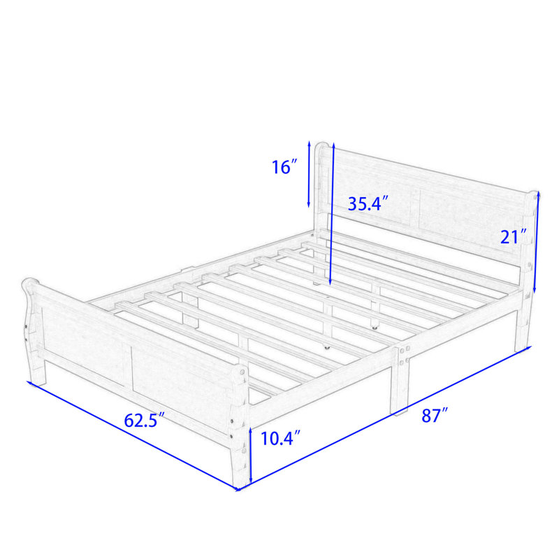 Base de lit plateforme en bois avec tête de lit Dovidio, Espresso, Grand