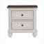 Blanc antique Table de chevet traditionnelle 2 tiroirs brun-gris