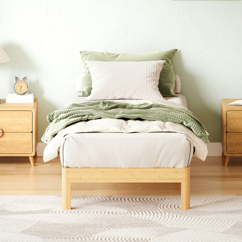 Ruberta 10" High Solid Wood Platform Bed, Bamboo Material, Easy Assembly, No Squeak, Twin