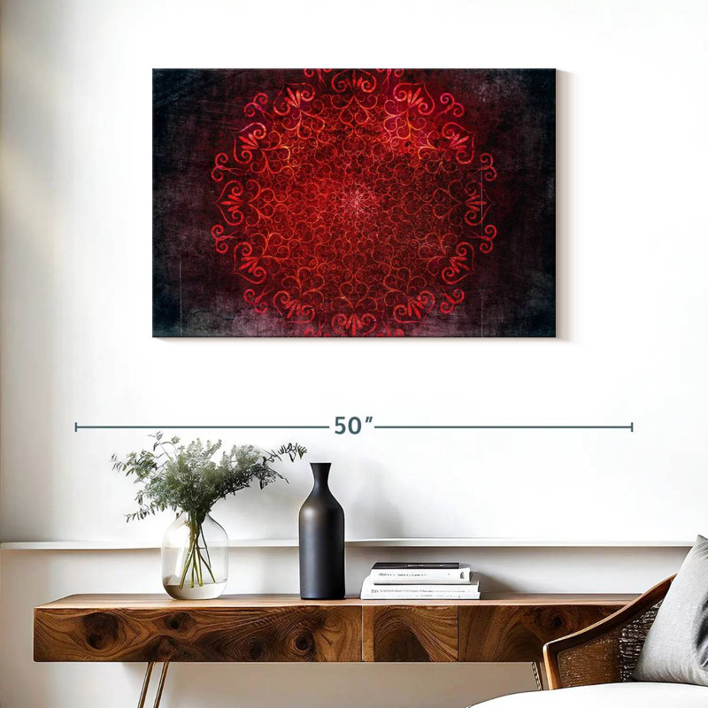 Kerner Glowing Red Mandala, 24" H x 36" W