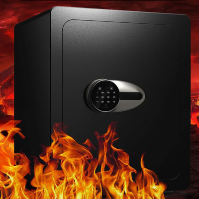 Fireproof Safe Box with Mute Function & Touch Screen Keypad, Money Safe with Removable Shelf & Led Light, Wall or Floor Mounting