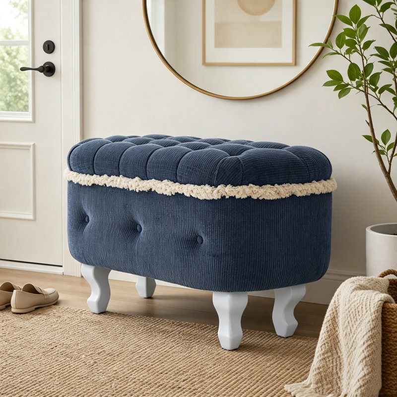 Banc de rangement 29,5 po, banc de bout avec capitonnage, Blue