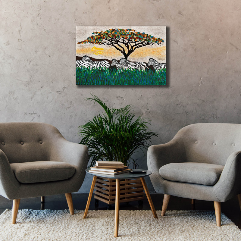  «Zebra Run» par Alonzo Saunders, art mural sur toile, 40 po x 26 po, H 26 po x l 40 po