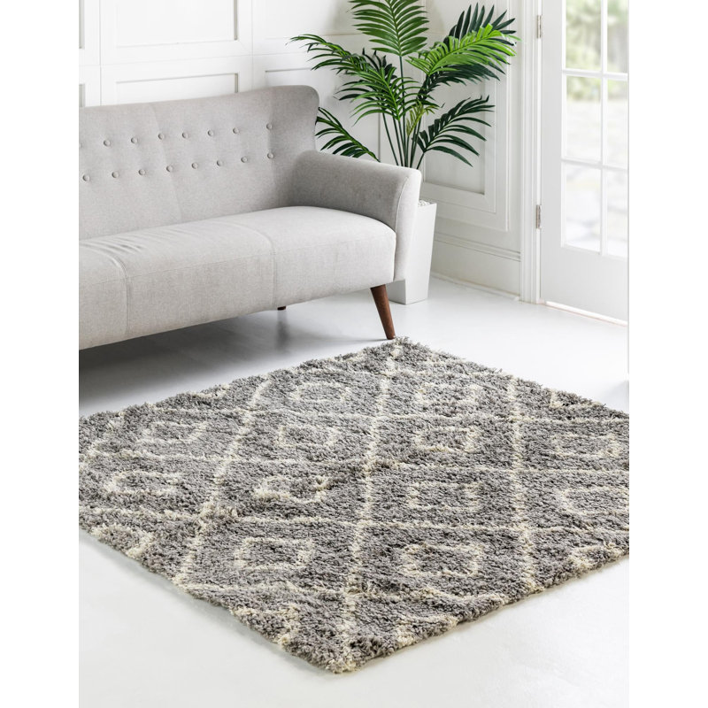 Tapis à poils longs gris Foundry Select, Carré 4 pi