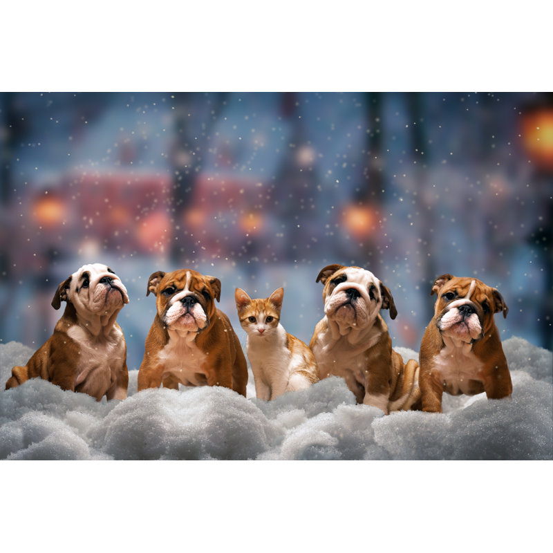 Four Red Dog by Kozorog - Wrapped Canvas Print, 51cm H x 76cm W x 3.8cm D