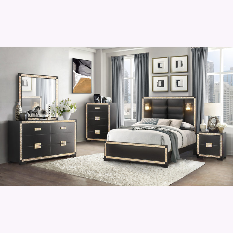 LIVELY BLACK/GOLD NIGHTSTAND