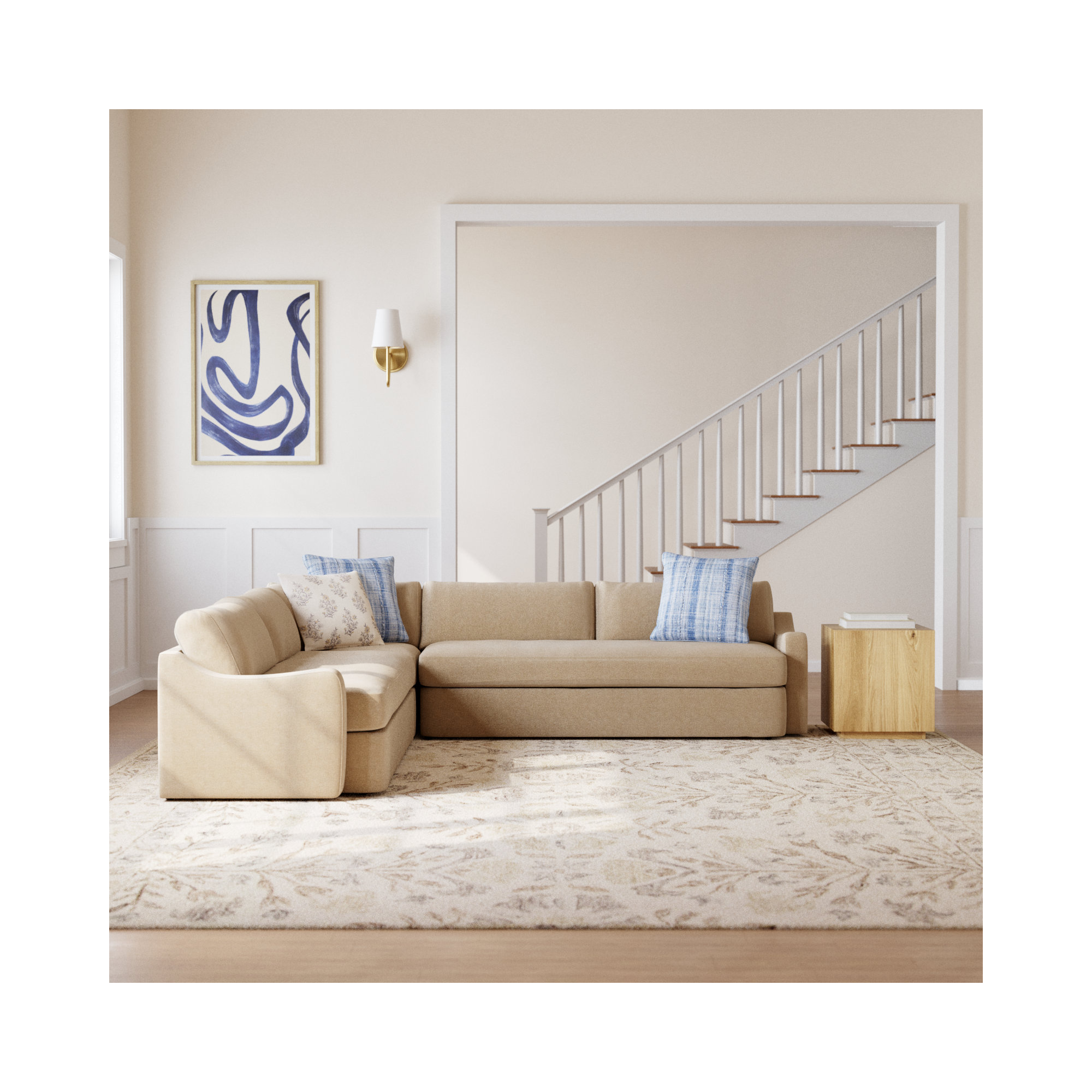 Aurelia 3-Piece Sectional, Beige LInen