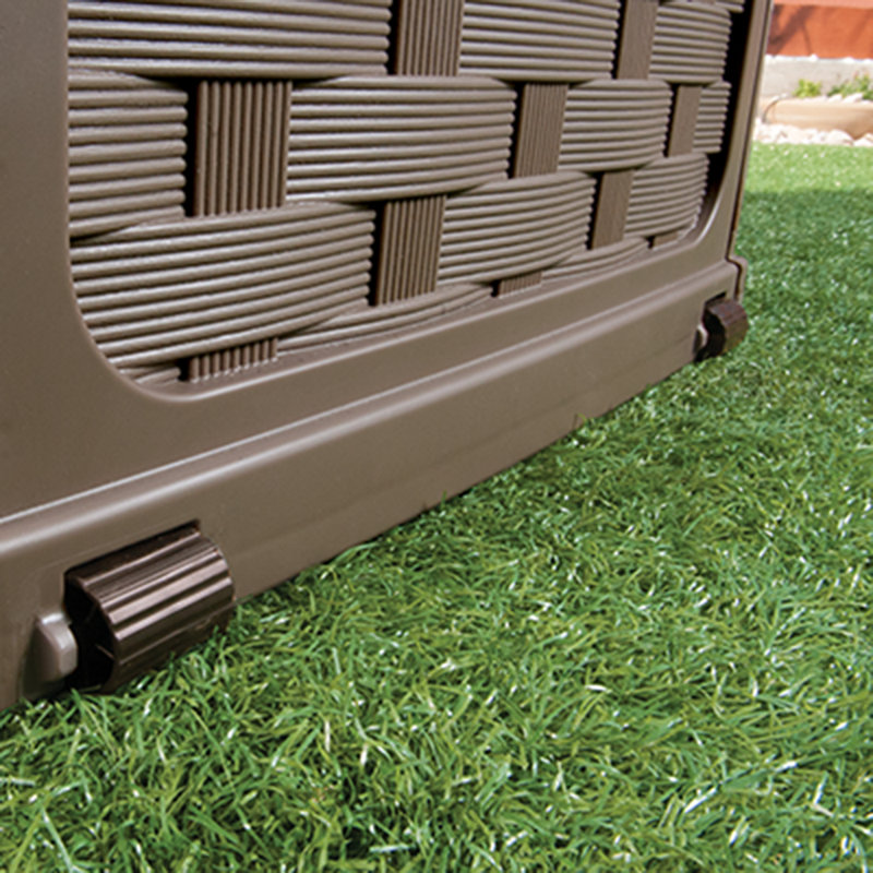 Starplast 45.7'' W 88 Gallons Water Resistant Plastic Lockable Deck Box with Wheels, Mocha / Brown