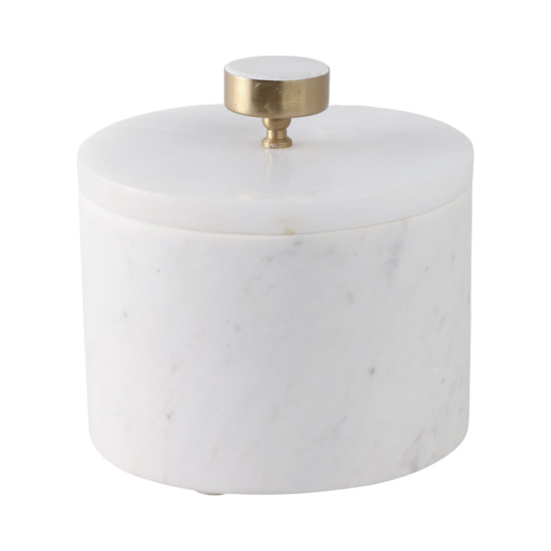 Sagebrook Home 8" Vero Large Alabaster And Marble Box, 5" H x 6" W x 6" D