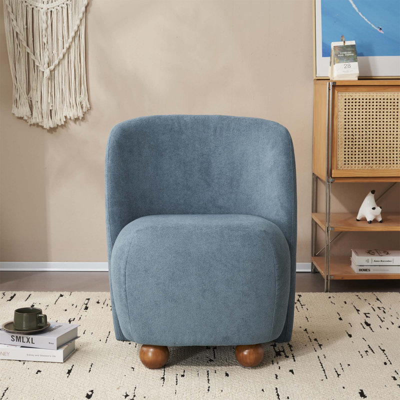 Emmet Upholstered Accent Chair, Blue Polyester Blend