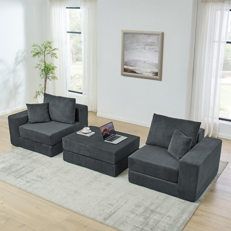 Canapé modulaire Boneless Cloud, Gray Coduroy