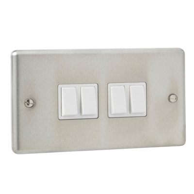 Stainless Steel 10A 4 Gang Toggle Light Switch