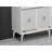 Modern White Console Table with Silver Accents, 100% Melamine Coated Particle Board, Thickness: 0.7 inches | Numerous Shelves, Wall-Mountable, Elegant Design for Living Room & Entryway-50832405