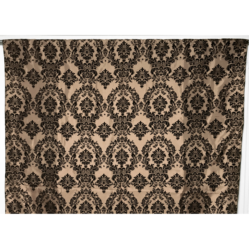 Amboy Semi Sheer Curtain Single Panel, 56" W x 96" L, Black/Beige