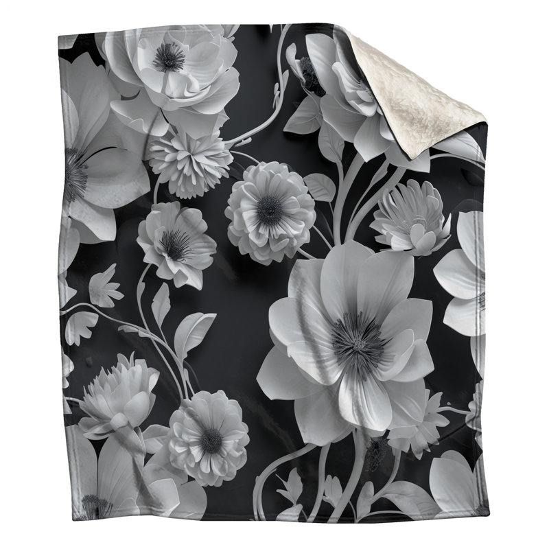 Couvertures florales noires, 60in W x 80in H