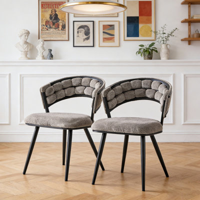 Ensemble de 2 chaises de salle à manger en velours avec pieds en métal noir, chaises d'appoint capitonnées de style Mid-Century pour la salle à manger, la cuisine ou le salon