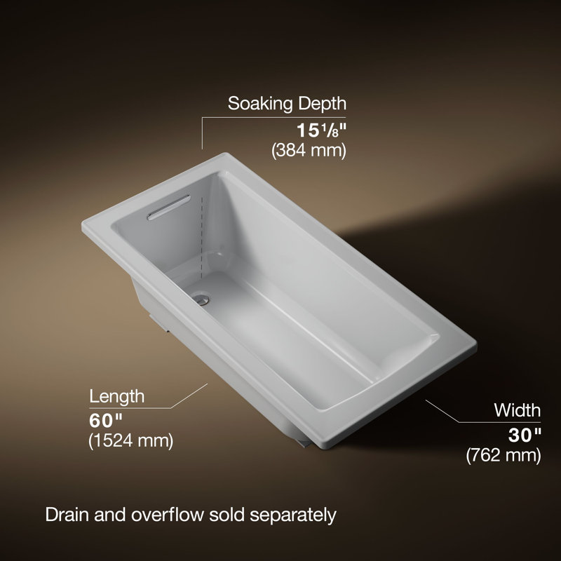 Archer 60" x 30" Soaking Bathtub, Ice Gray