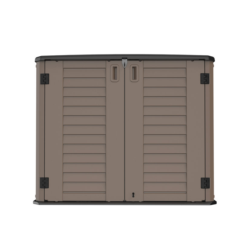 Outdoor 4 ft. 2 in. W x 2 ft. 5 in. D Weather-Resistant Plastic  Horizontal Storage Shed, Coffee