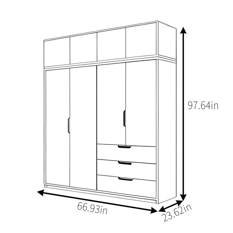 Garde-robe moderne, simple et classique, H 97,64 po x l 66,93 po x P 23,62 po