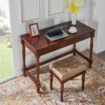 Ensemble de bureau d'écriture vintage et tabouret rembourré